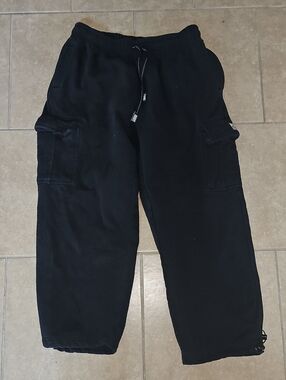 Black Cargo Sweatpants Joggers - PRO CLUB
